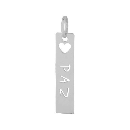 Pingente Aço Placa Feelings Paz 28x6mm