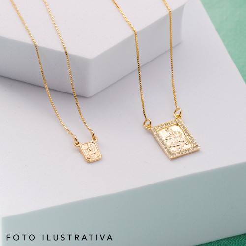 Escapulário Prata c/ Ouro 18K Veneziana NSra Carmo SC Jesus