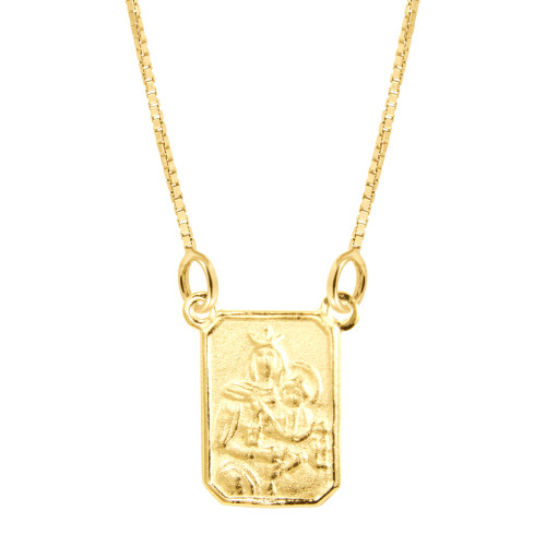 Escapulário de Prata Sagrado C de Jesus e Nsra do carmo Revestido com Ouro 18k 60cm