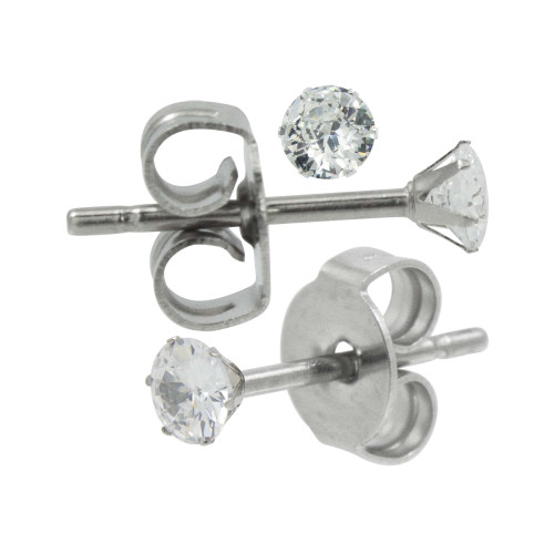 Brinco Aço Redondo com Zircônia 3mm