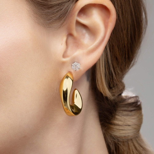 Brinco de Aço Argola Mistério Dourado IPG 30x24mm