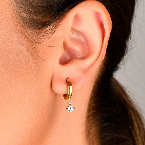 Brinco de Aço Argola Encanto com Zircônias IPG