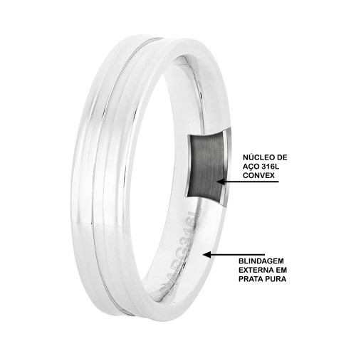 Aliança de Prata Argentum  Dyo 5mm