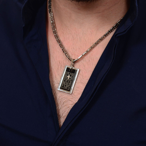 Pingente Aço Placa Pai Nosso Movel IPB 36x22mm