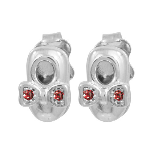 Brinco de Prata Sapatinho Kids com Zircônia Vermelha 5x10mm