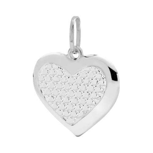Pingente de Prata Coração Diamantado 16x16mm