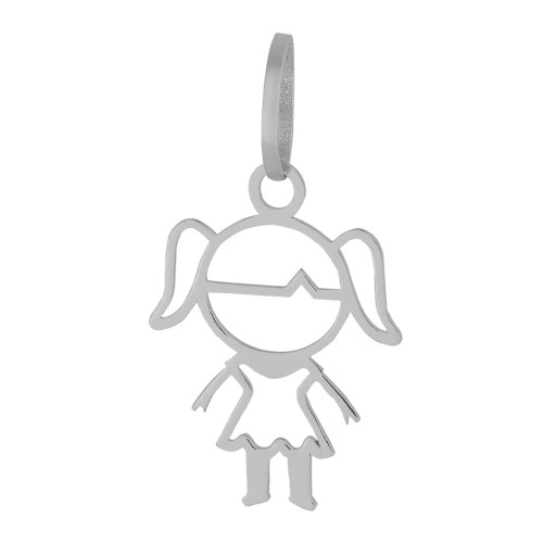 Pingente Aço Menina Laser 16x13mm