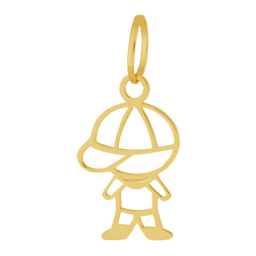 Pingente Aço Menino Laser 17x11mm Gold IPG