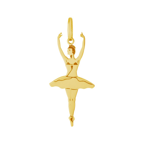 Pingente Aço Bailarina 27x13mm Gold IPG