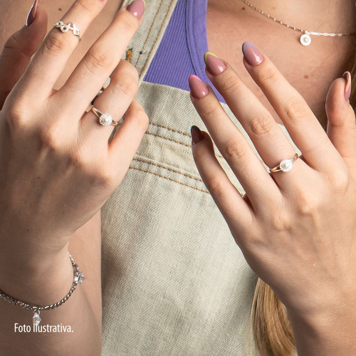 Anel de Prata Dublo Infinito com Zircônia Coleção Link