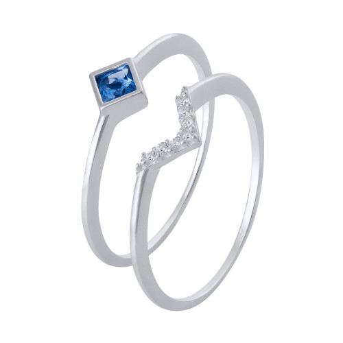 Anel de Prata Fascínio Zircônia Sky e Brancas