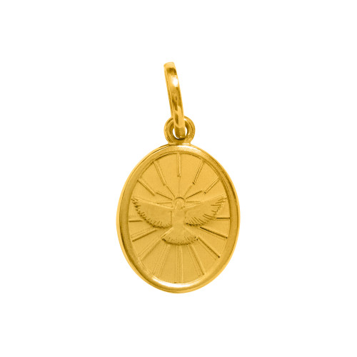 Pingente de Aço Espírito Santo Oval Gold IPG 15x12mm