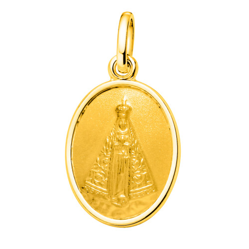 Pingente de Aço Mini Nossa Senhora Aparecida Oval Gold IPG 9x7mm