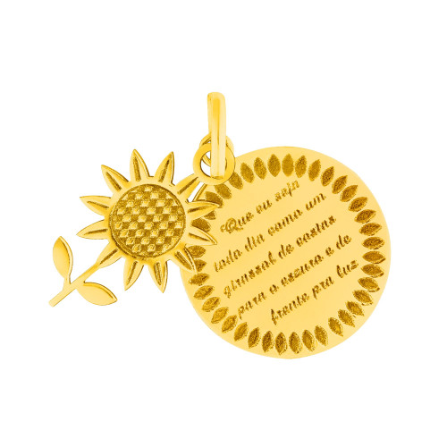 Pingente de Aço Girassol Gold IPG Coleção For Me