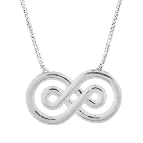 Colar Prata Veneziana Infinito Duplo 15x26mm 40cm