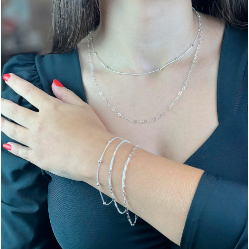 Colar de Prata Corações Entrelaçados 45cm