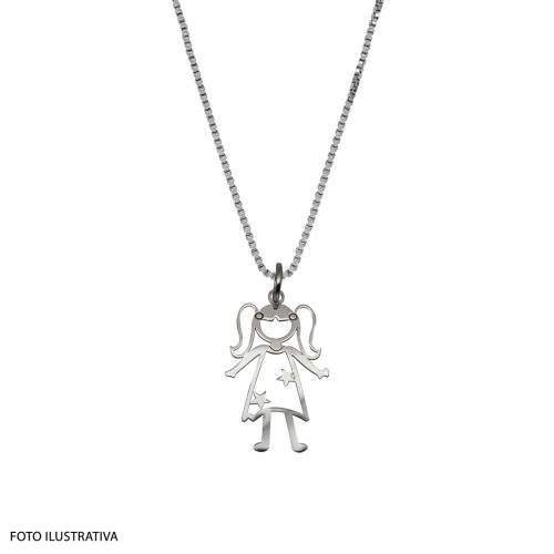 Pingente Prata Menina Laser 29x15mm