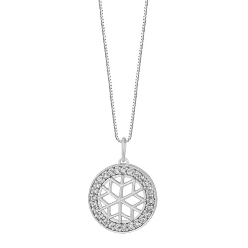 Colar de Prata Mandala com Zircônias Brancas 45cm