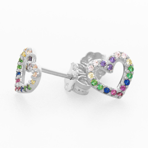 Brinco de Prata Rainbow Hear com Zircônias Coloridas
8x8mm