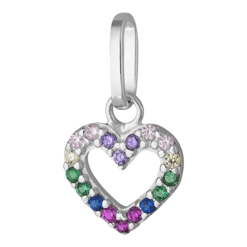 Colar de Prata Coração Colors 8x8mm 45cm