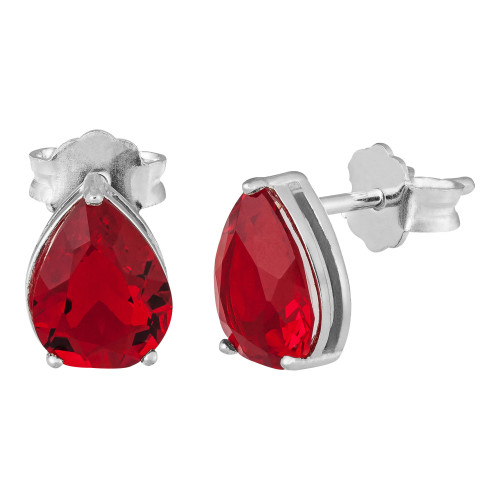 Brinco de Prata Ponto de Luz Rubi com Zircônia