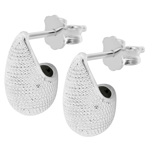 Brinco de Prata New Wave Trabalhado 13x8mm