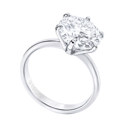 Anel de Prata  Rhodinada Solitário com Pedra Moissanite 10mm