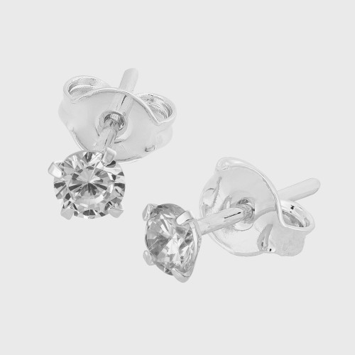 Brinco de Prata Ponto de Luz Zircônia 2mm