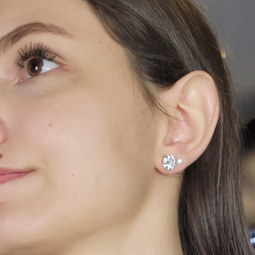 Brinco de Prata Ponto de Luz Zircônia 10mm