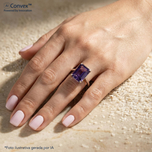 Anel de Prata Coleção Fancy Retangular  Tanzanita 8x10