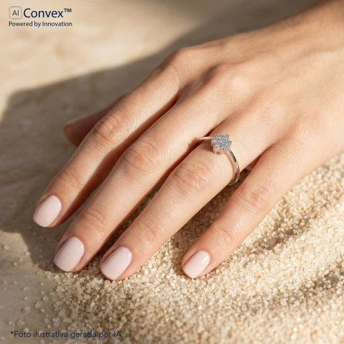 Anel de Prata Coleção Florescer com Zircônias Brancas