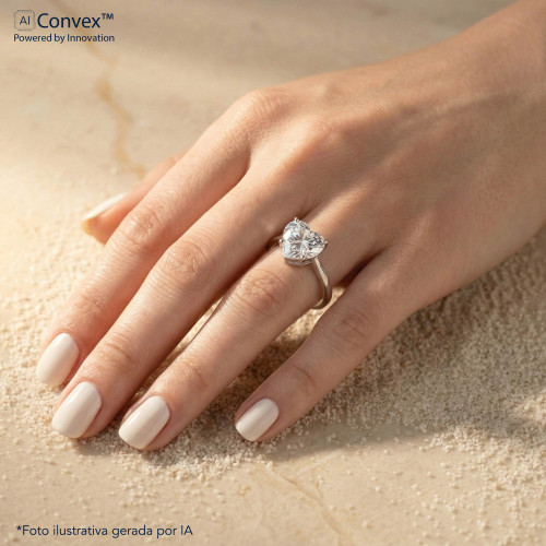 Anel de Prata Coleção Fancy Coração Cristal 10mm