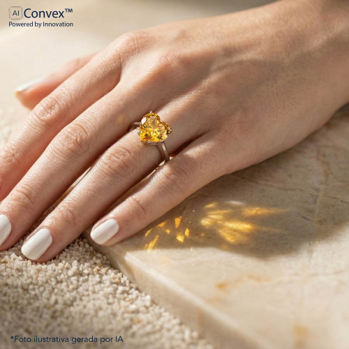 Anel de Prata Coleção Fancy Coração Fusion Yellow 10mm