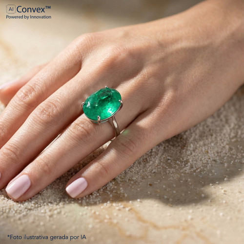 Anel de Prata Coleção Fancy Cristal Oval Fusion Verde 13x18