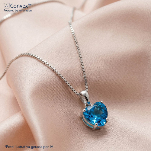 Colar de Prata Ponto de Luz Coleção Fancy Coração Cristal SKY 6mm 45cm