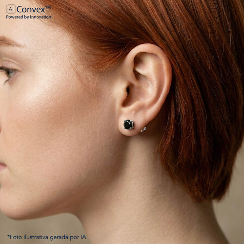 Brinco de Prata Ponto de Luz Coleção Fancy Zircônia Negra 5mm