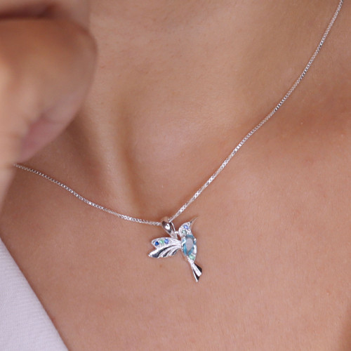 Colar de Prata Beija Flor Coleção Florescer Zircônia SKY 45cm