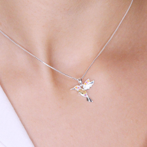 Colar de Prata Beija Flor Coleção Florescer Zircônia Yellow 45cm