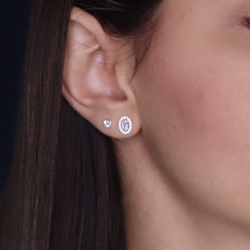 Brinco de Prata Coleção Princess Zircônia Oval Cristal 5x3