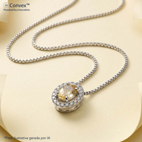 Colar de Prata Coleção Princess Zircônia Oval Yellow 5x3 45cm