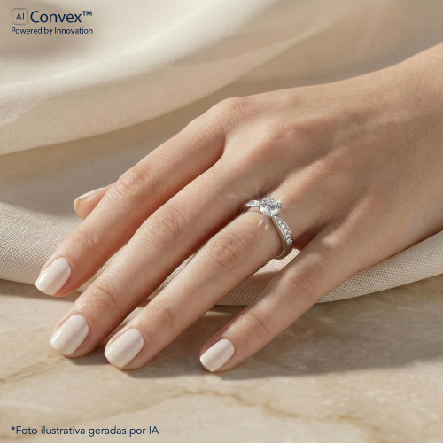 Anel de Prata Solitário Luz Zircônia 5mm