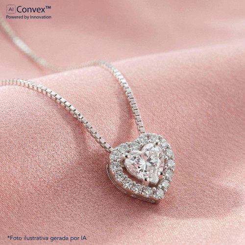 Colar de Prata Coleção Princess Coração Cristal 4mm 45cm