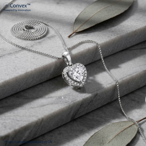 Colar de Prata Coleção Princess Coração Cristal 4mm 45cm