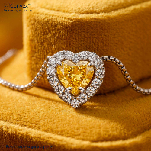 Colar de Prata Coleção Princess Coração Yellow 4mm 45cm