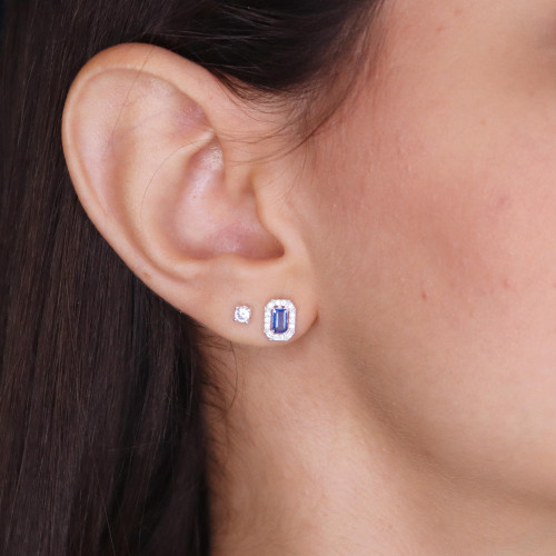 Brinco de Prata Coleção Princess Zircônia Tanzanita 