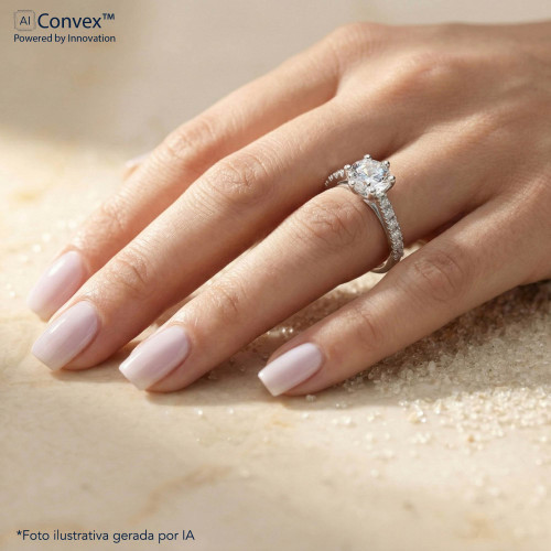 Anel de Prata Solitário Love Zircônia 6mm