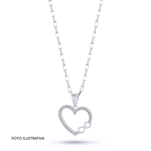 Pingente de Prata Coração Infinito com Zircônias 12x12