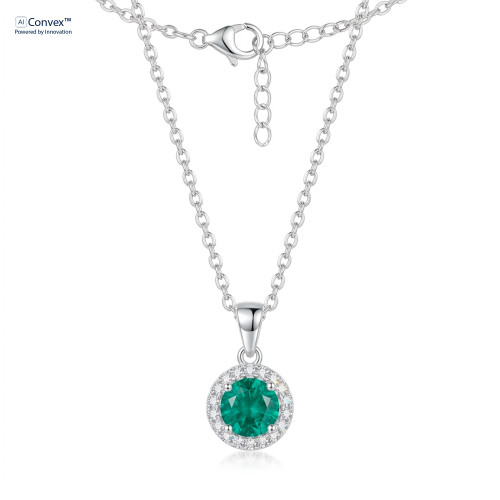 Colar de Prata Esplendor Coleção Princess Zircônia Verde Turquesa 45cm