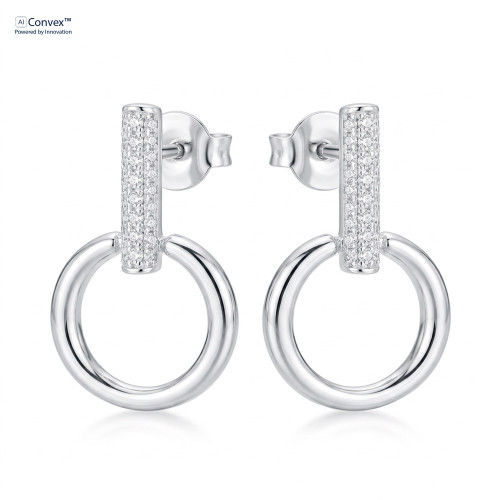 Brinco de Prata Momentos Coleção Fancy Zircônias Brancas