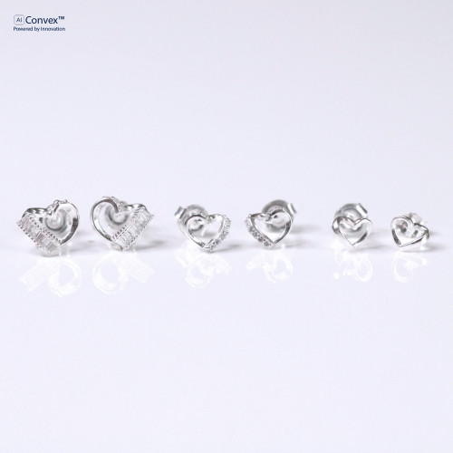 Brinco de Prata Trio Love Coleção Fancy Zircônias Brancas